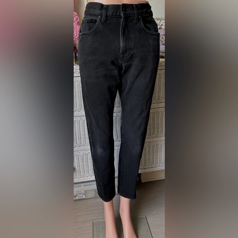 Everlane Women’s Uniform Straight Cotton Jeans Mid Rise Slim Fit Black Size 30